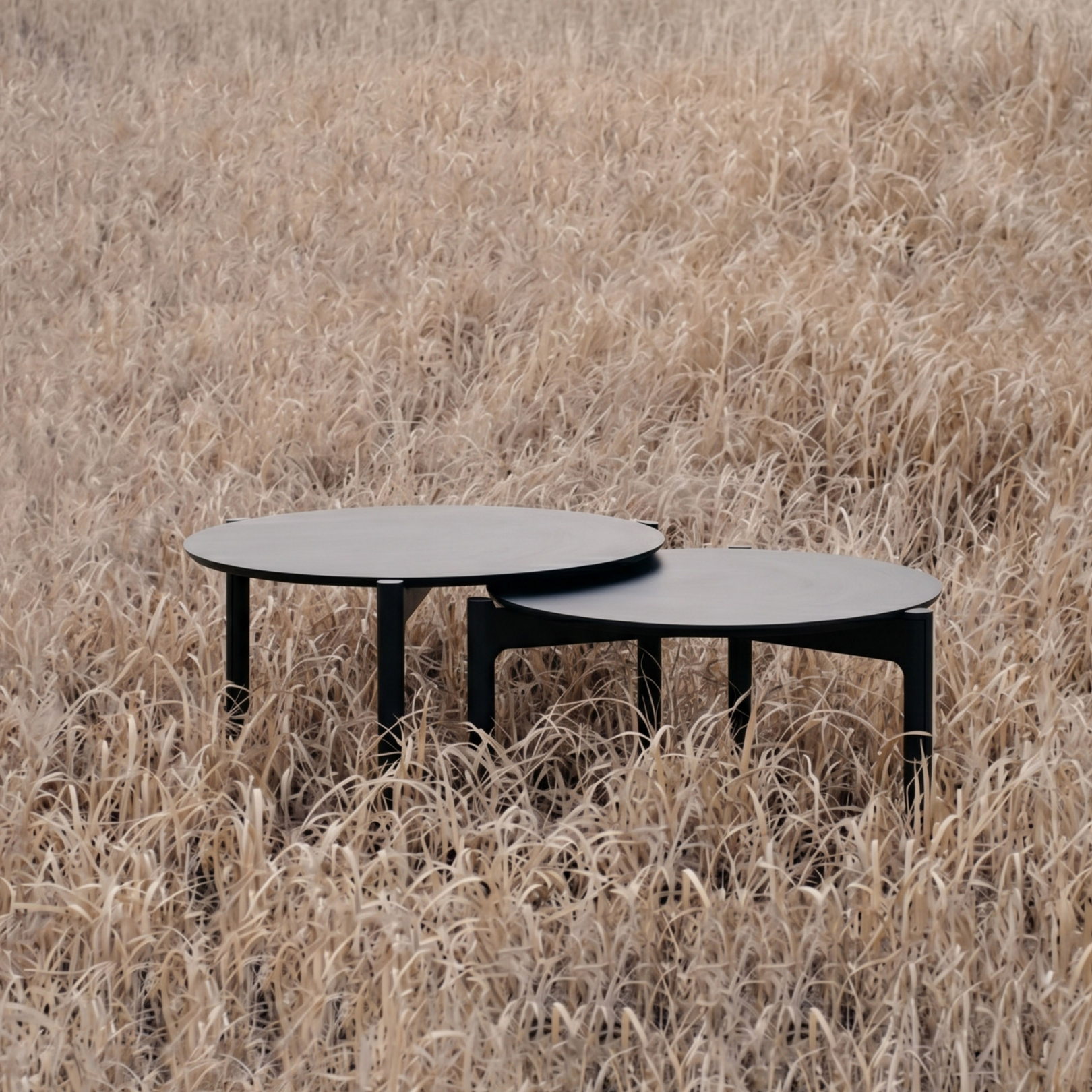 Akari Round Nesting Tables - Ebony Oak