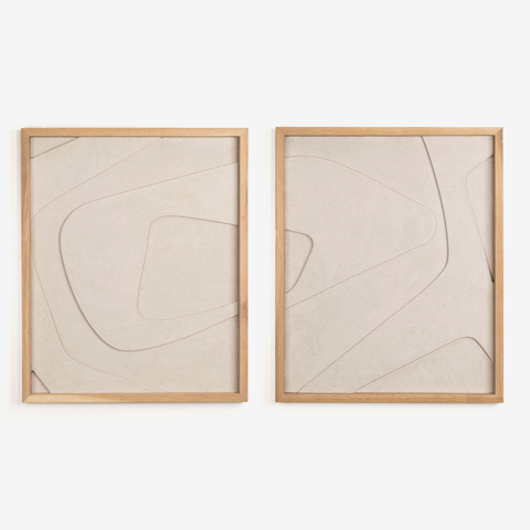 Boulder Textured Wall Art in Sand Stone - Set of Two