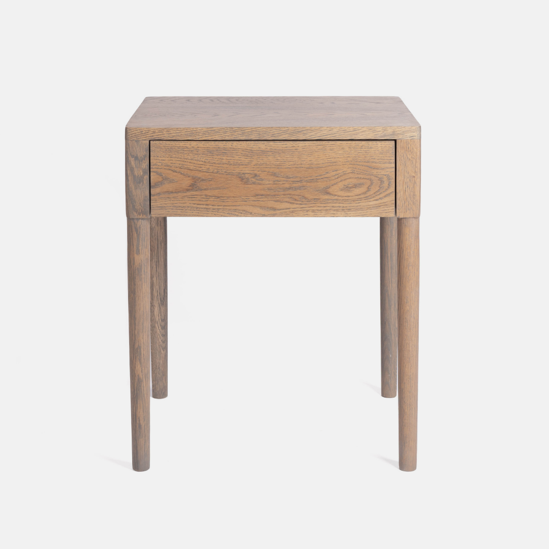 Aaron Solid Oak Bedside Table - Ash Brown
