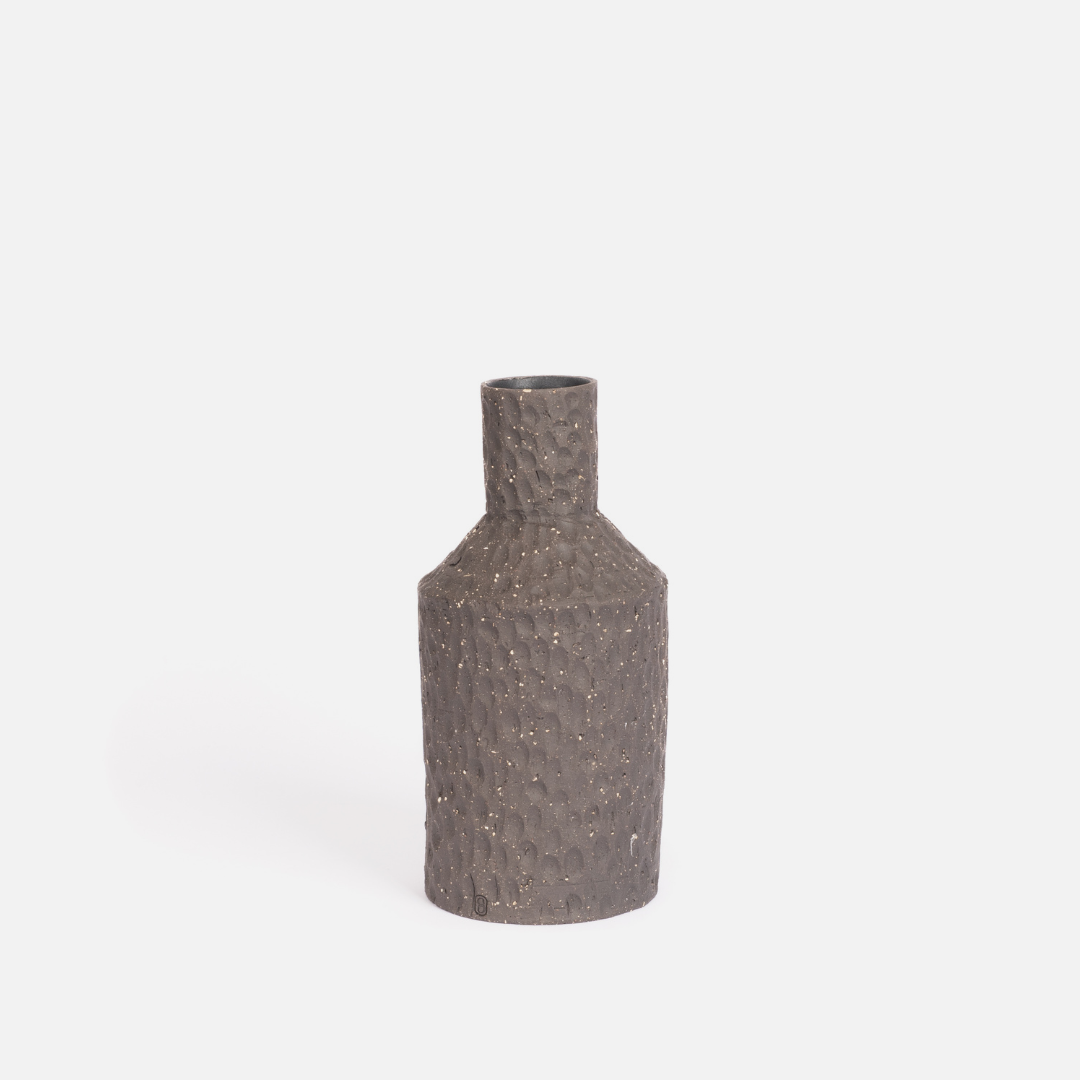 Etched Bottle Vase - Charcoal