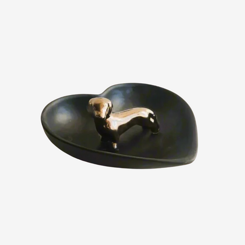 Love My Sausage Heart Bowl - Black & Bronze