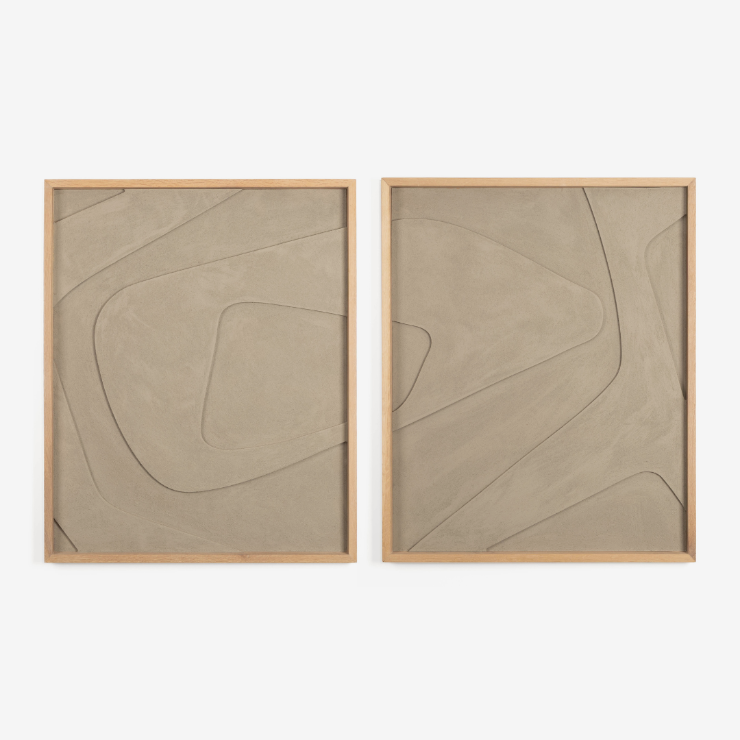 Boulder Textured Wall Art in Veld Grey - Set of Two