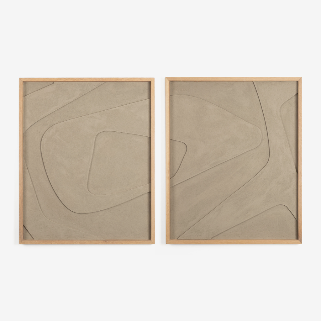 Boulder Textured Wall Art in Veld Grey - Set of Two