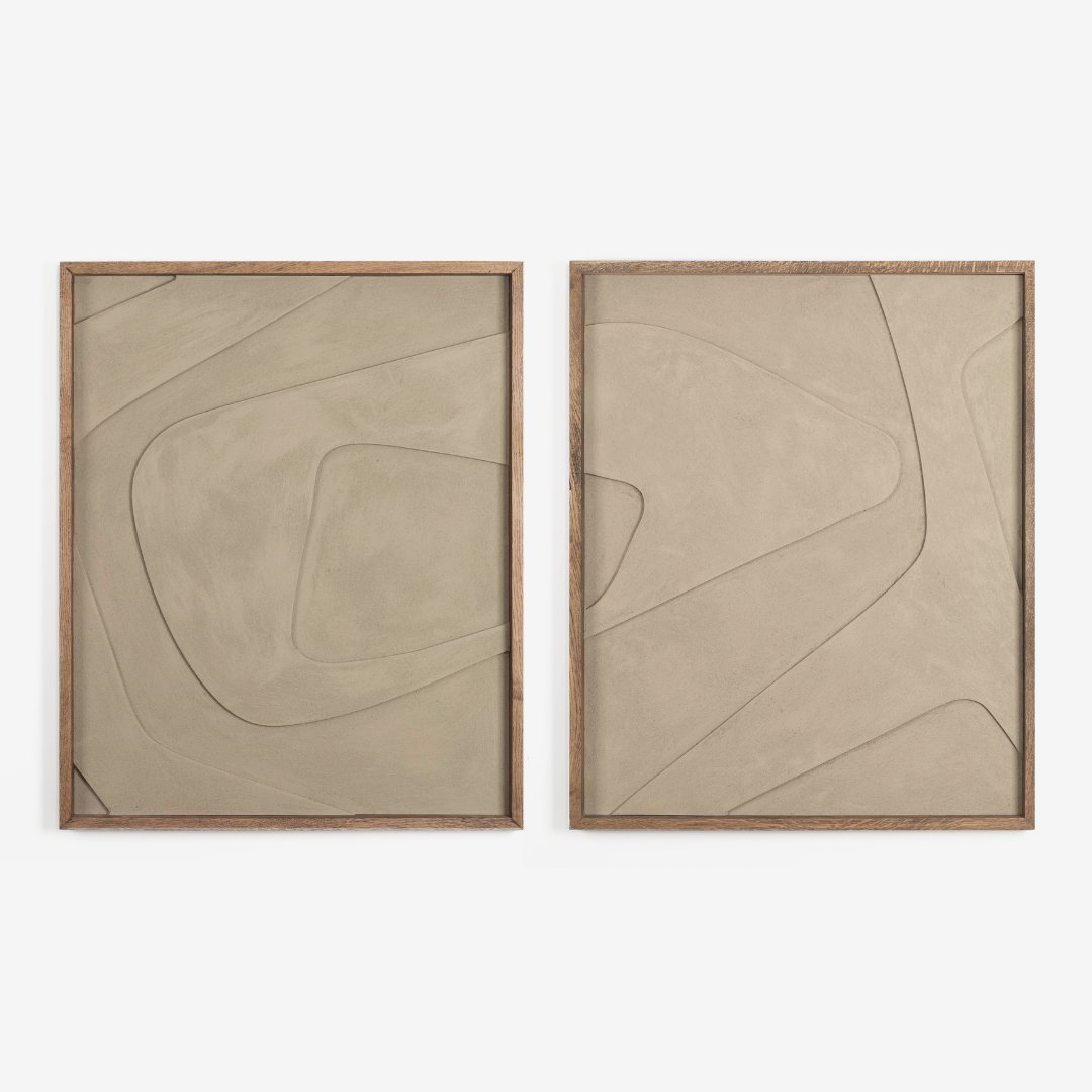 Boulder Textured Wall Art in Veld Grey - Set of Two