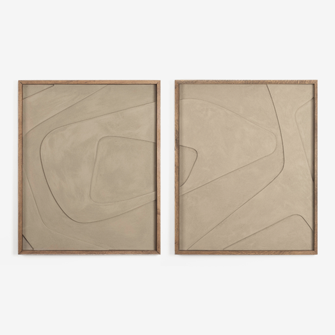 Boulder Textured Wall Art in Veld Grey - Set of Two