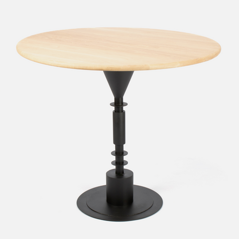 Afro Scandi Round Cafe Table - Light Oak + Black