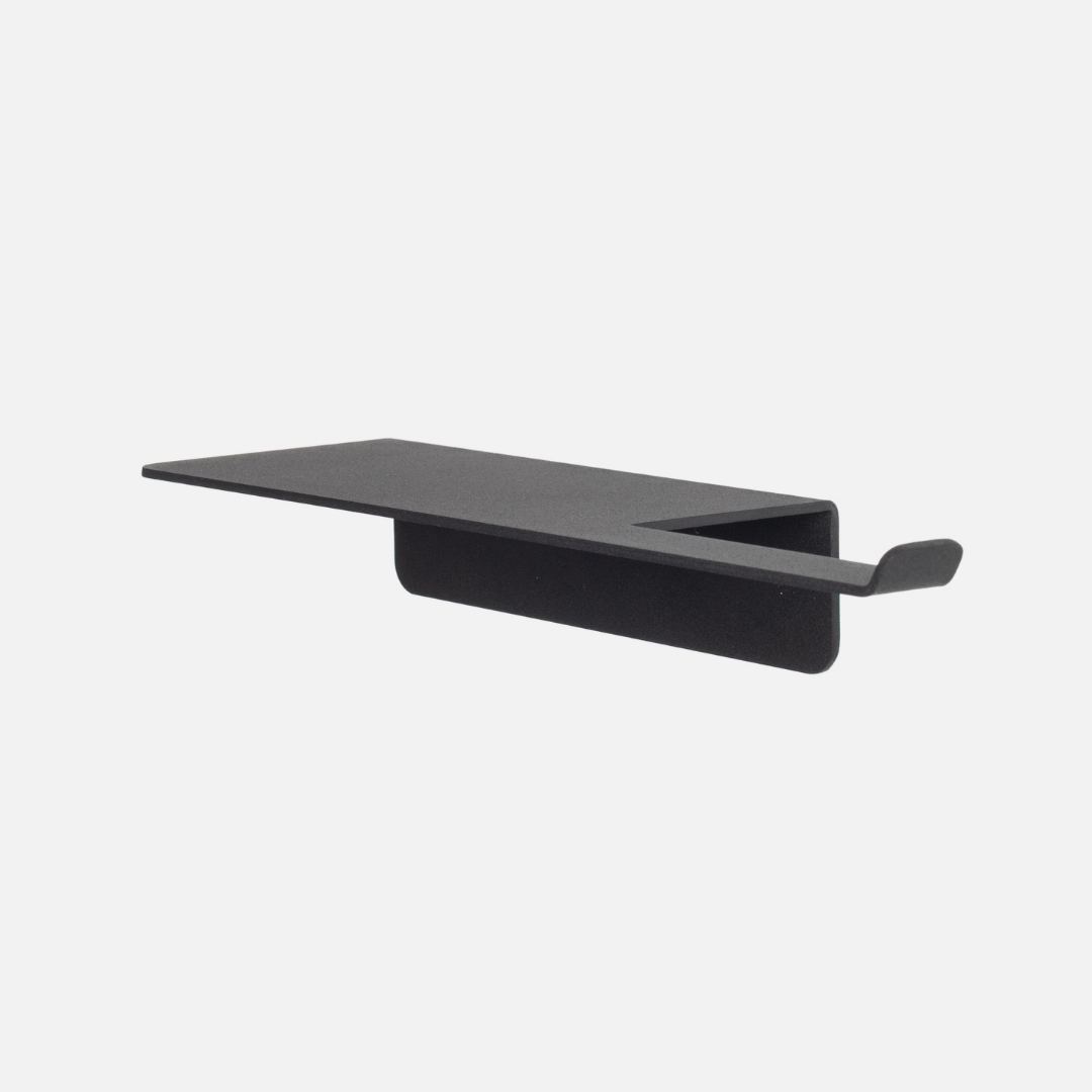 Nero Toilet Roll Holder + Shelf