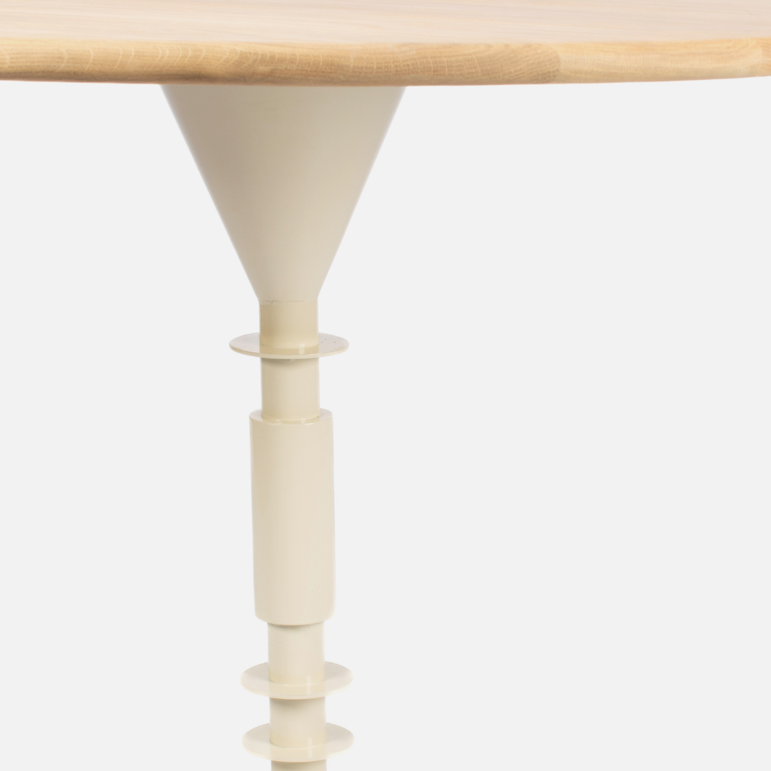 Afro Scandi Round Cafe Table - Light Oak + Cream