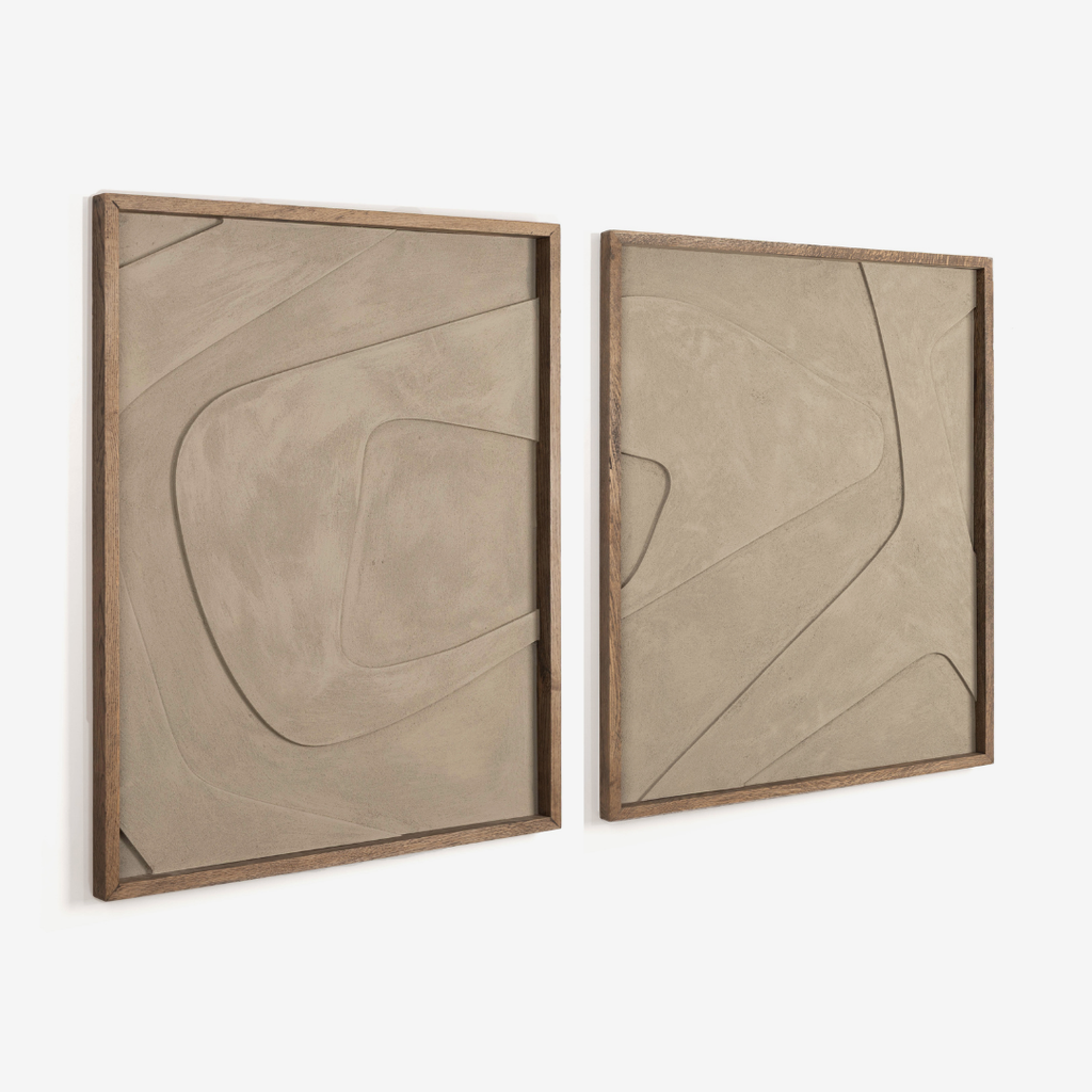Boulder Textured Wall Art in Veld Grey - Set of Two