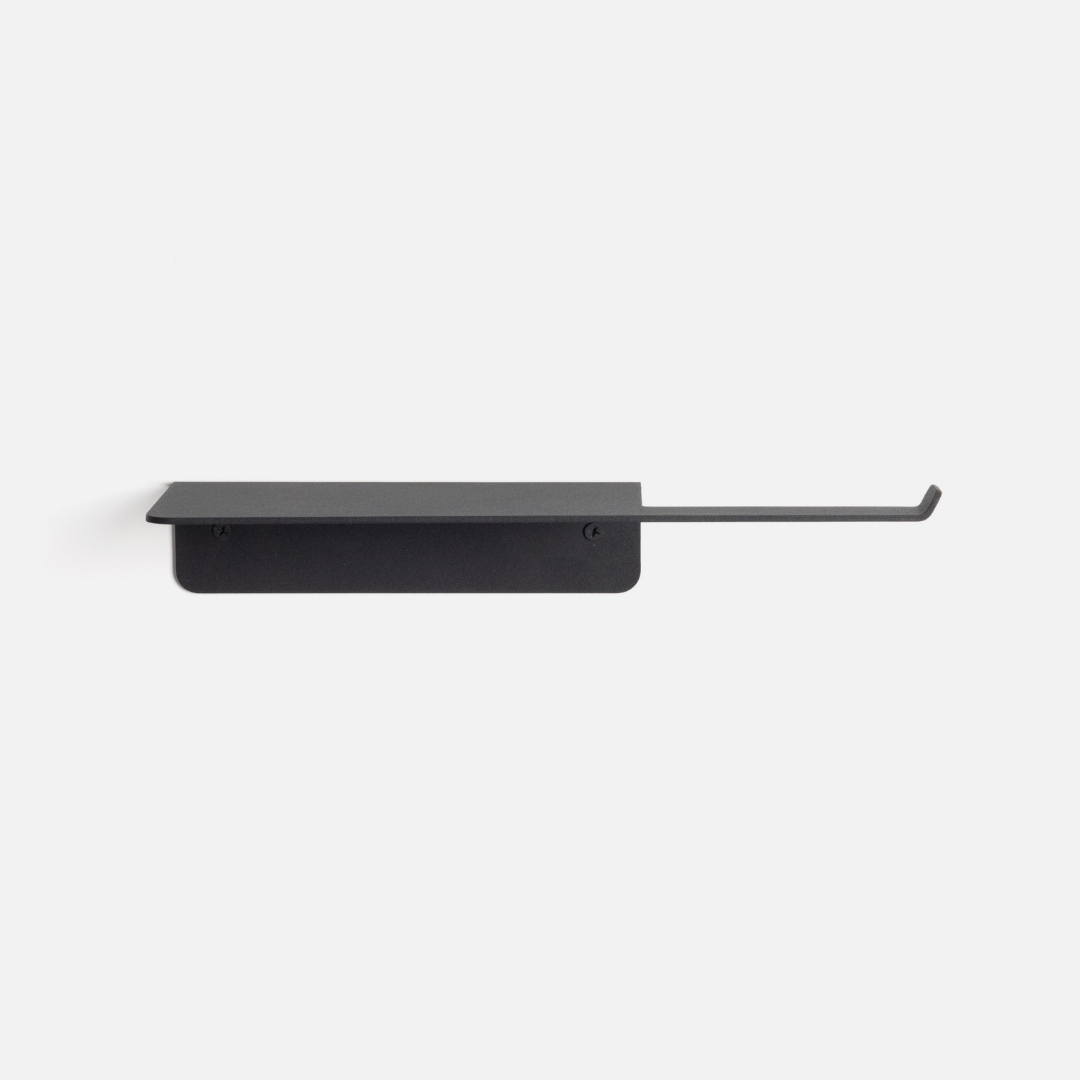Nero Toilet Roll Holder + Shelf