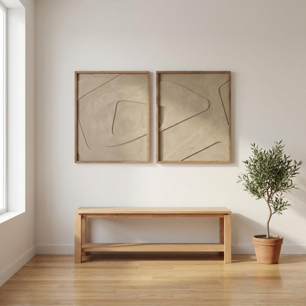 Boulder Textured Wall Art in Veld Grey - Set of Two