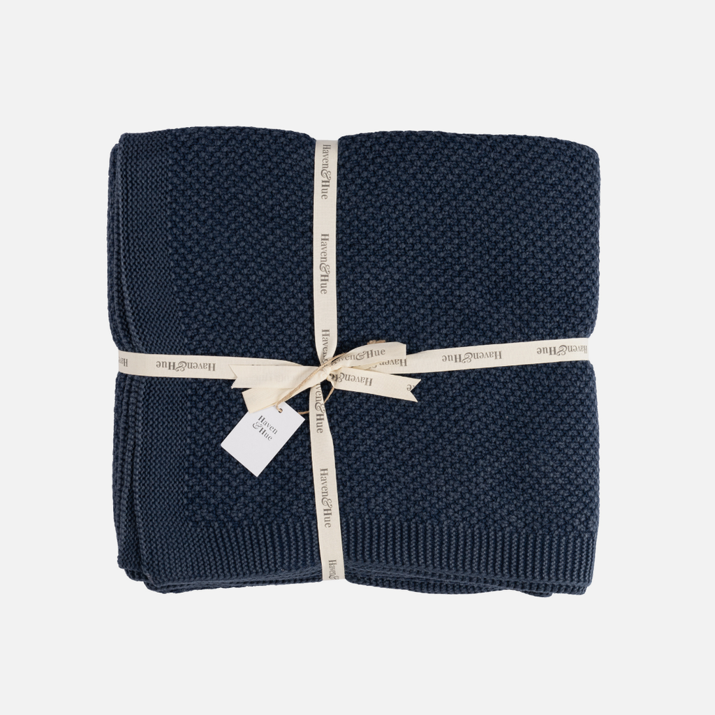 Thick Cotton Throw - Navy
