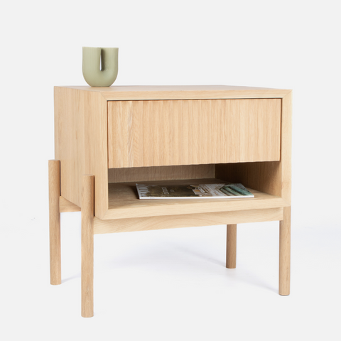 Copenhagen Fluted Bedside Table - Light Oak