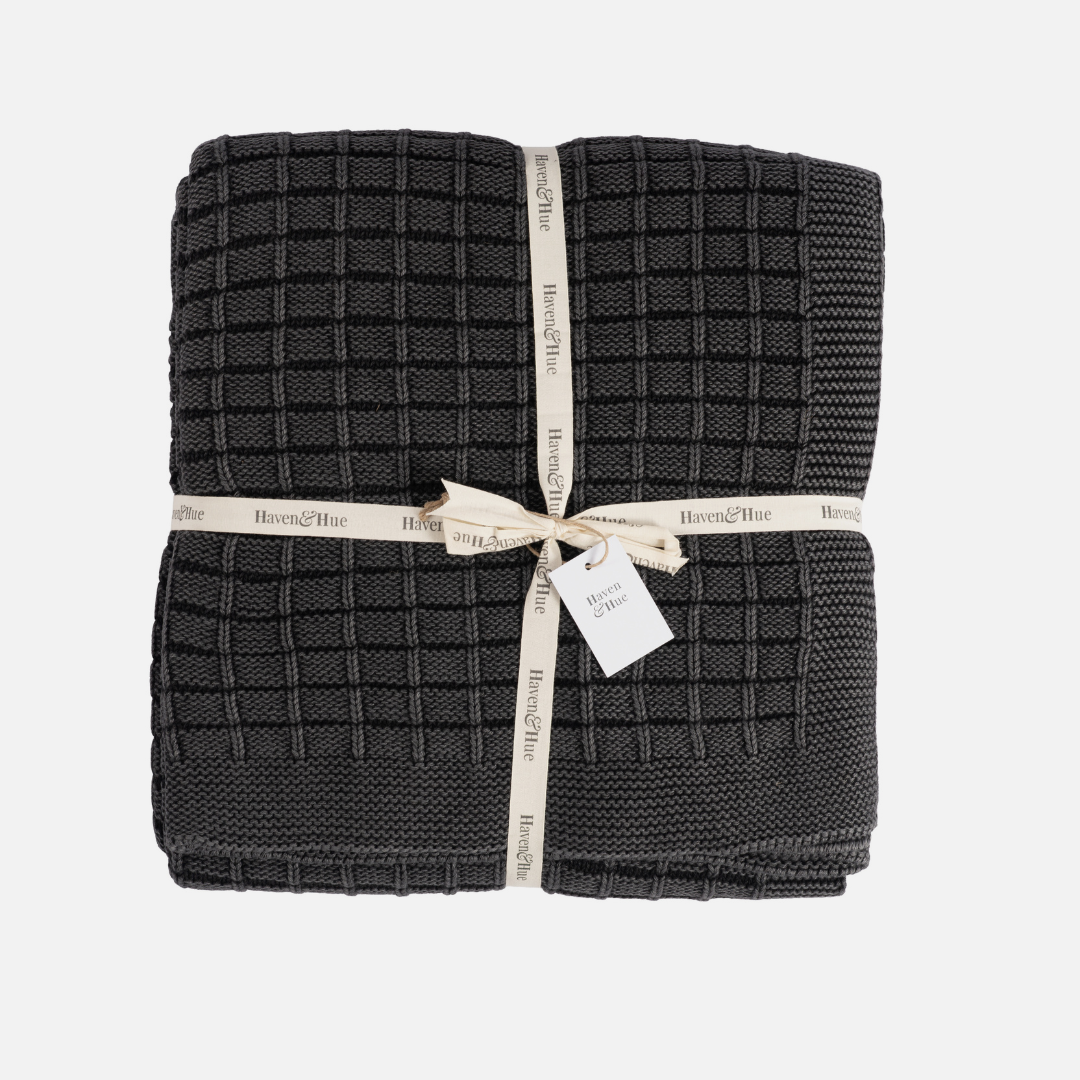 Thick Cotton Throw - Coal