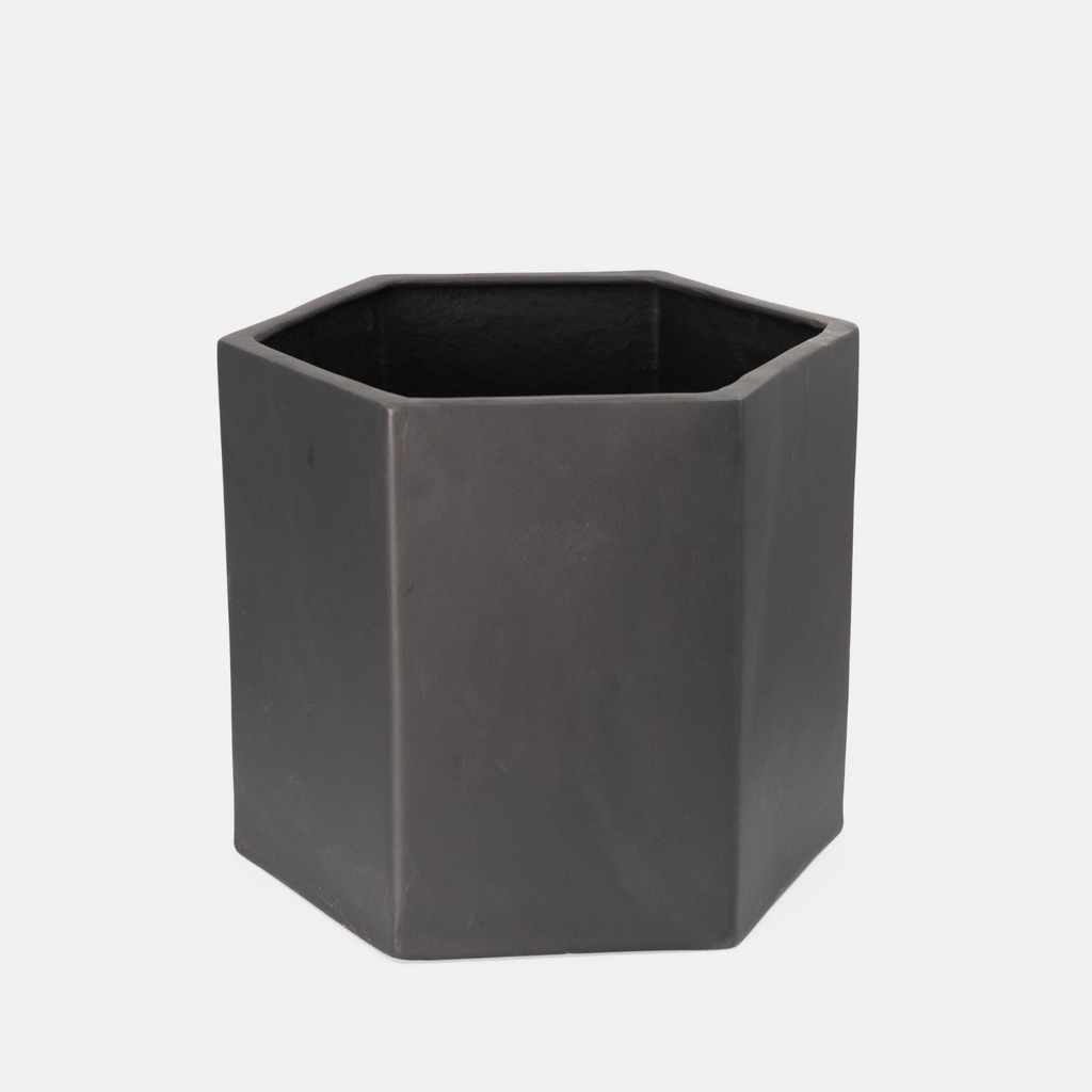 Hex Floor Planter - Black