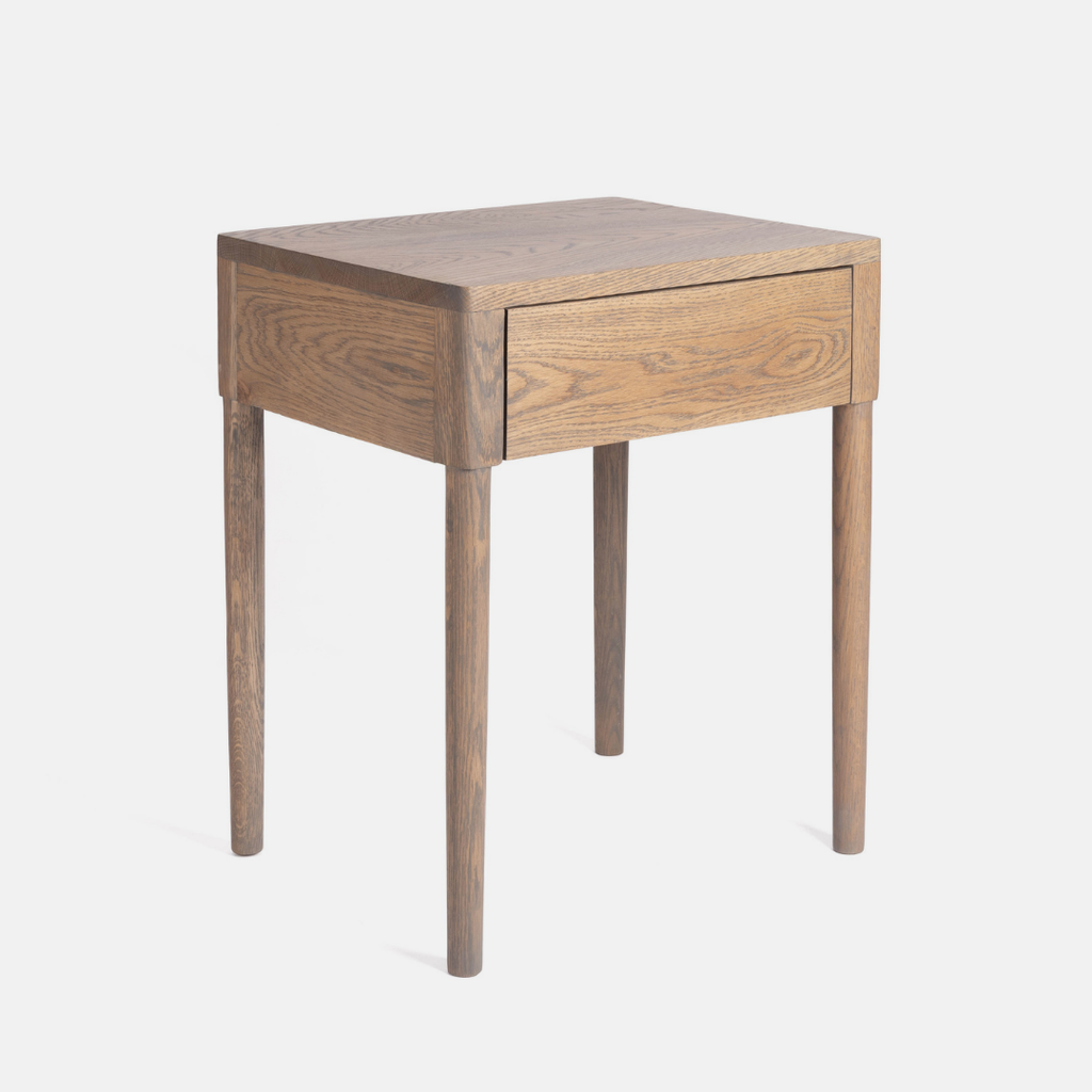 Aaron Solid Oak Bedside Table - Ash Brown