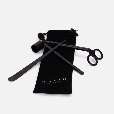 Candle Care Trio Kit & Velvet Bag - Matte Black