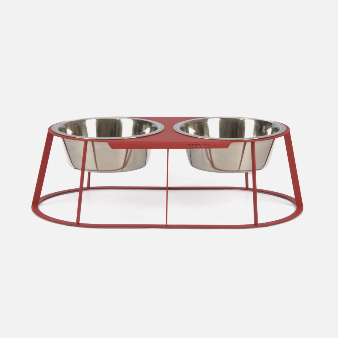 Stockholm Twin Pet Feeder - Matte Red