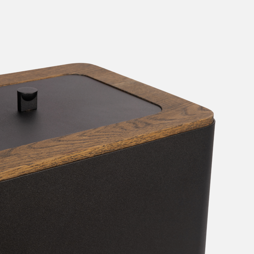 Lacuna Tall Bin - Black / Dark Oak