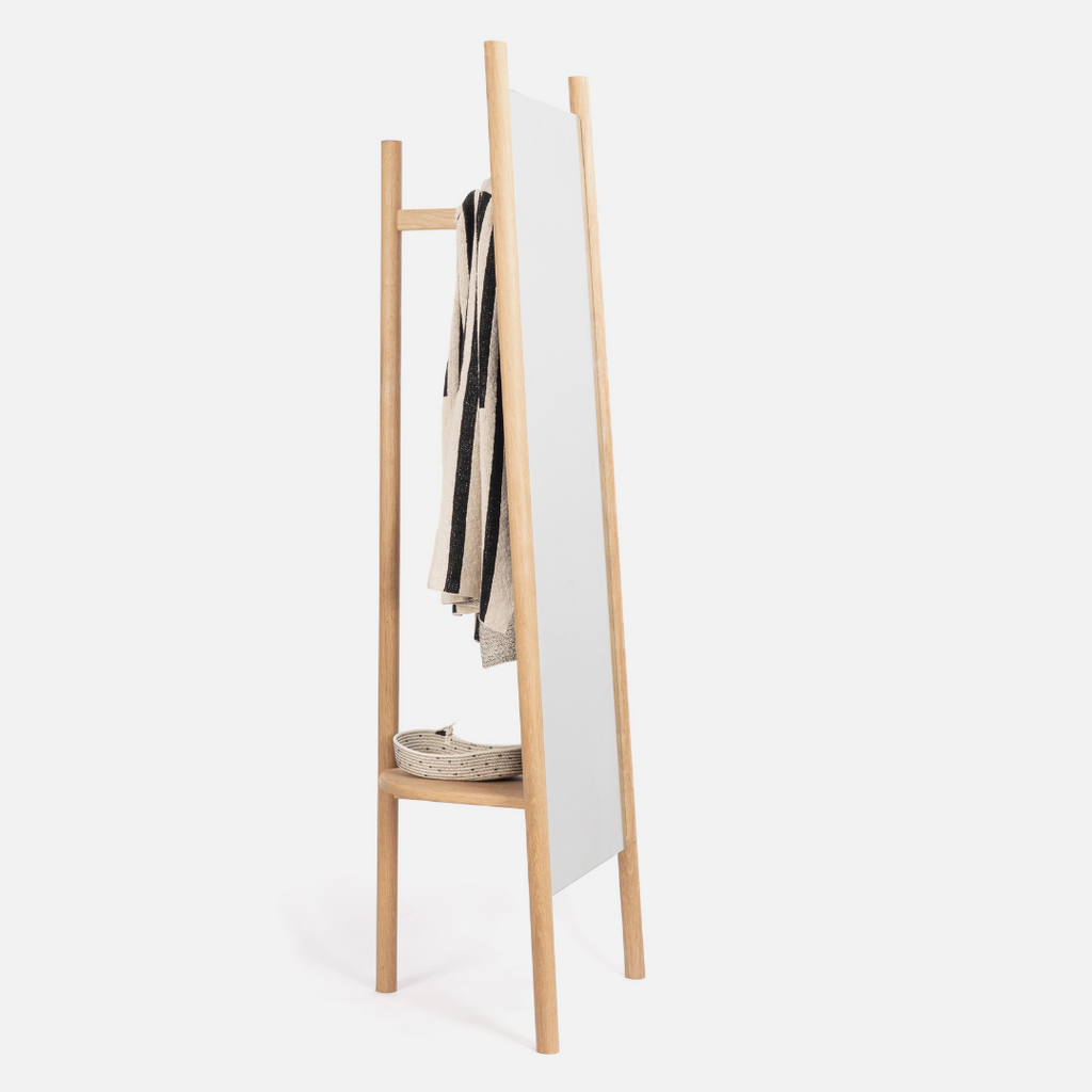 Scalla Freestanding Mirror - Solid Oak