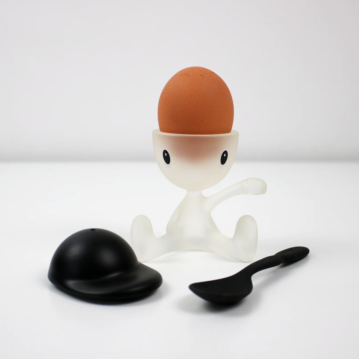 Alessi Cico Egg Cup & Spoon - Black & White