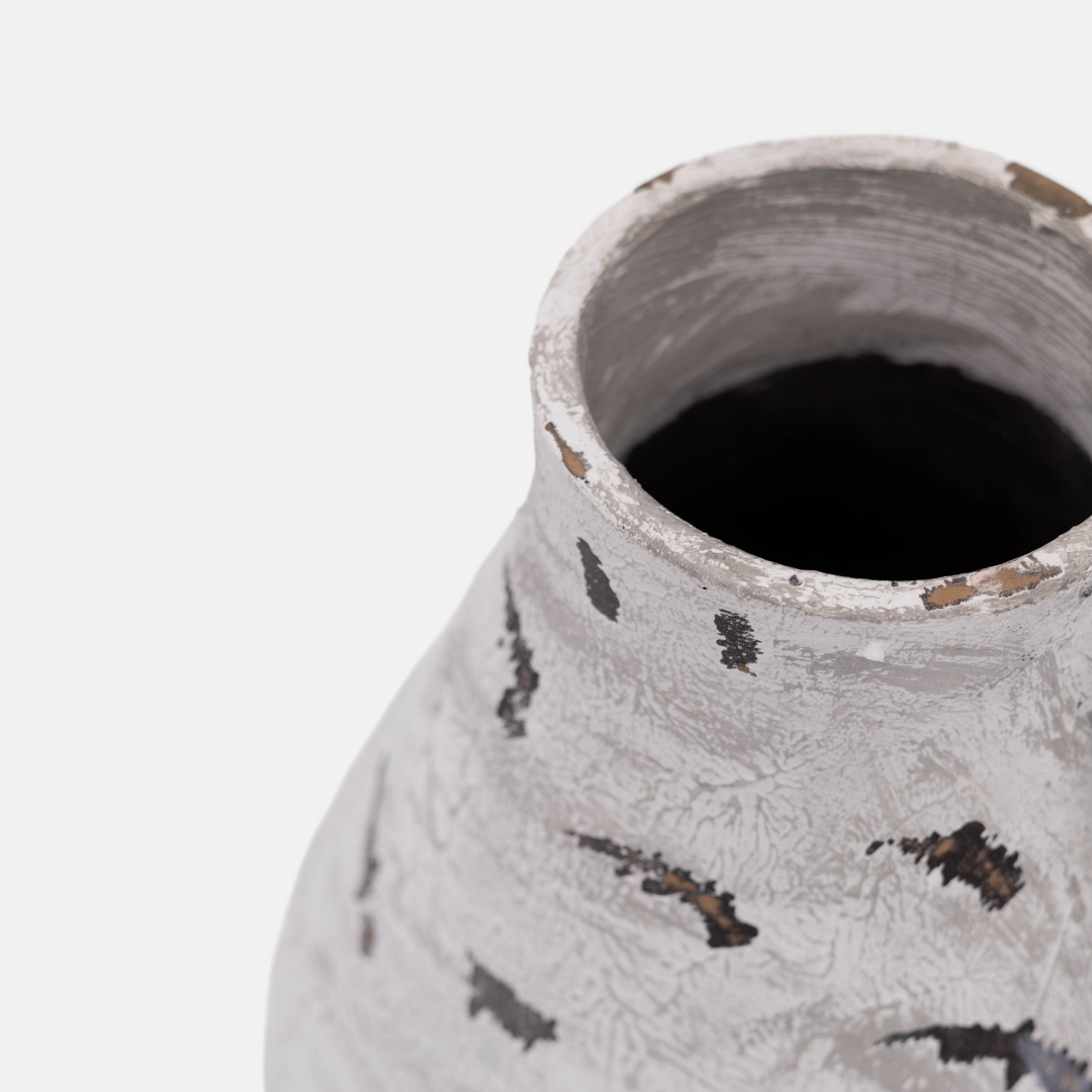 Antique Terracotta Vase Medium - Black and White