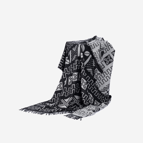 Amanda Mud Cloth Throw - Black & Natural