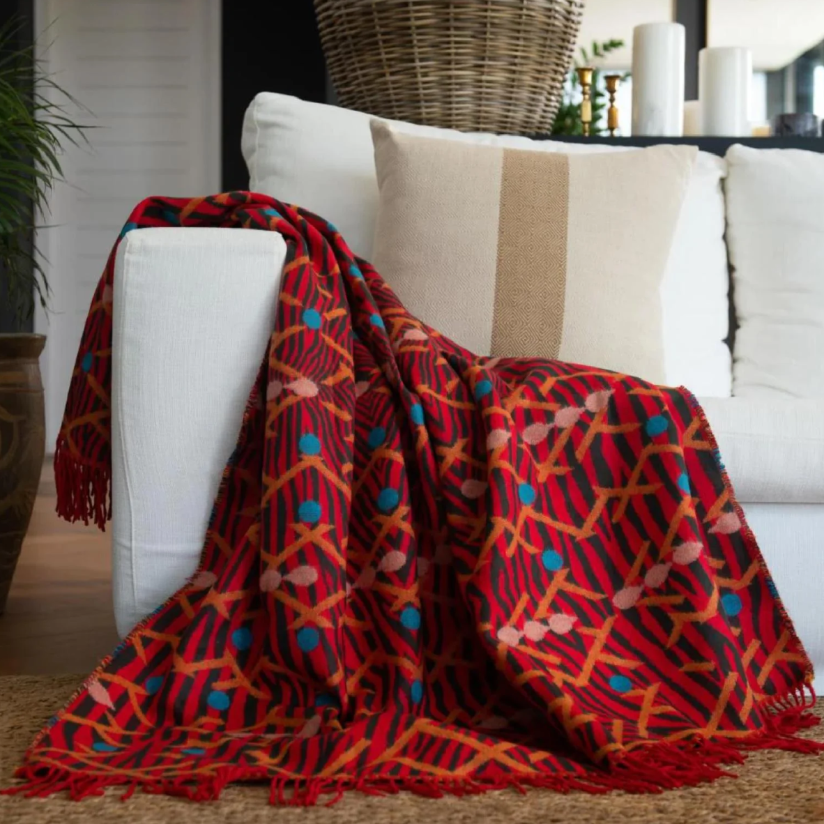 Himba Throw - Red & Old Gold