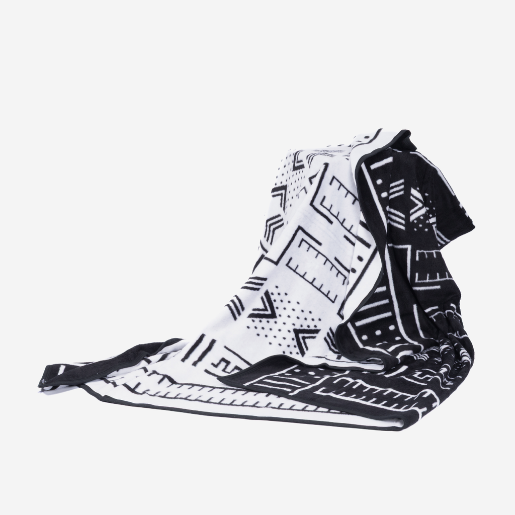 Mali Mud Cloth Blanket - Black & White