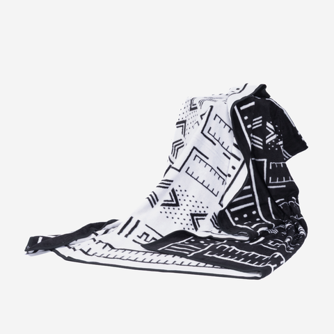 Mali Mud Cloth Blanket - Black & White