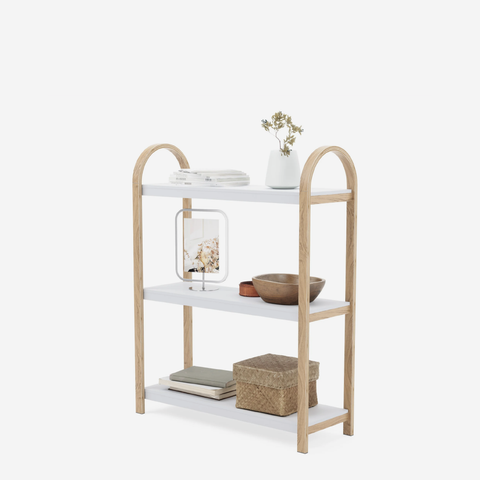 Bellwood Freestanding Shelf 3 Tier - White & Natural