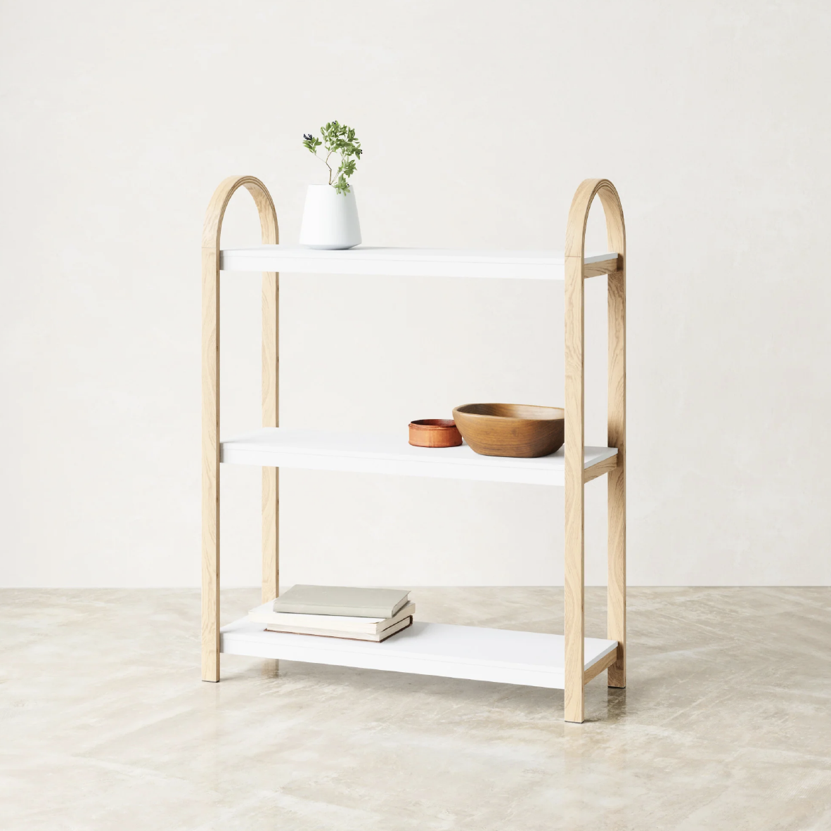 Bellwood Freestanding Shelf 3 Tier - White & Natural