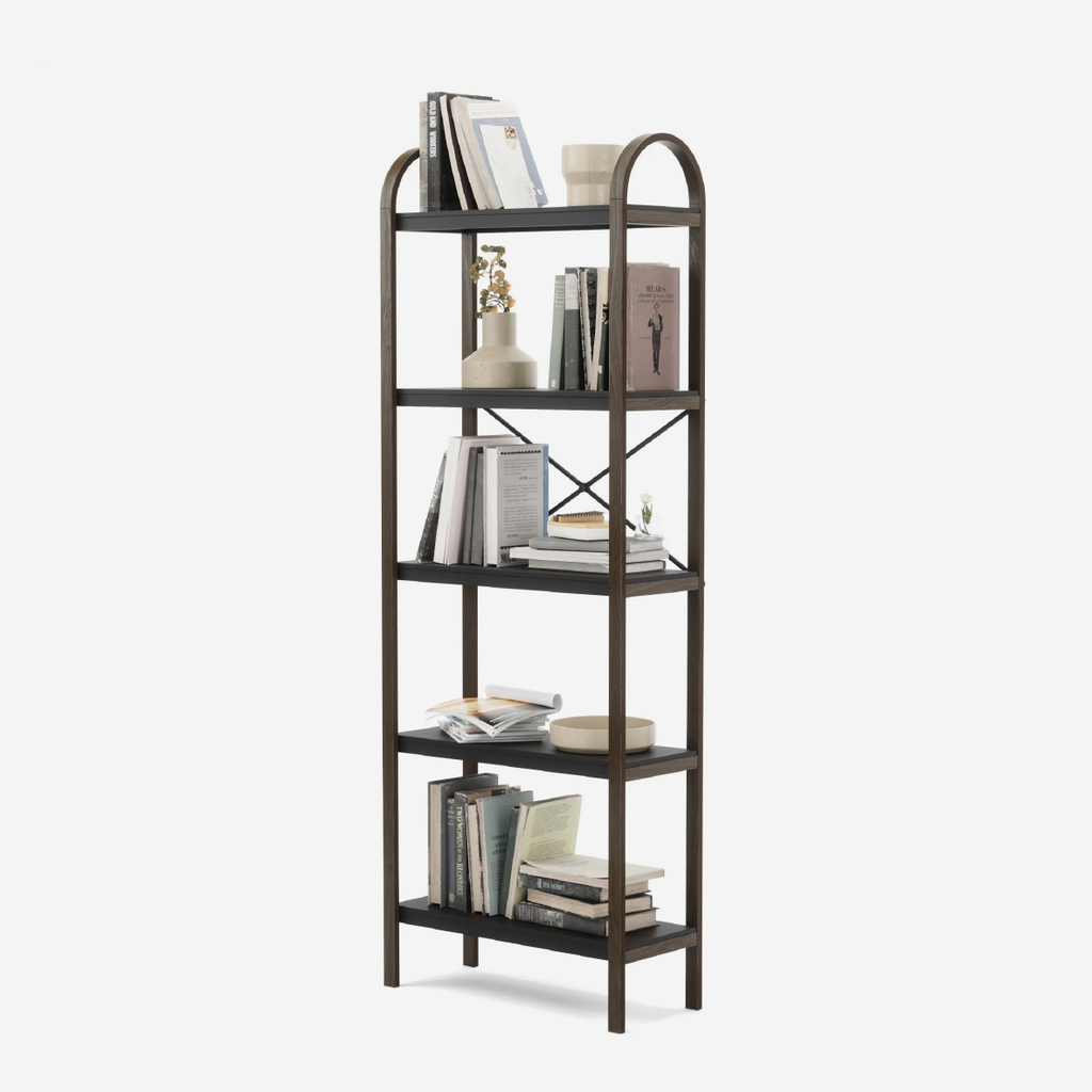 Bellwood Freestanding Shelf 5 Tier - Black & Walnut