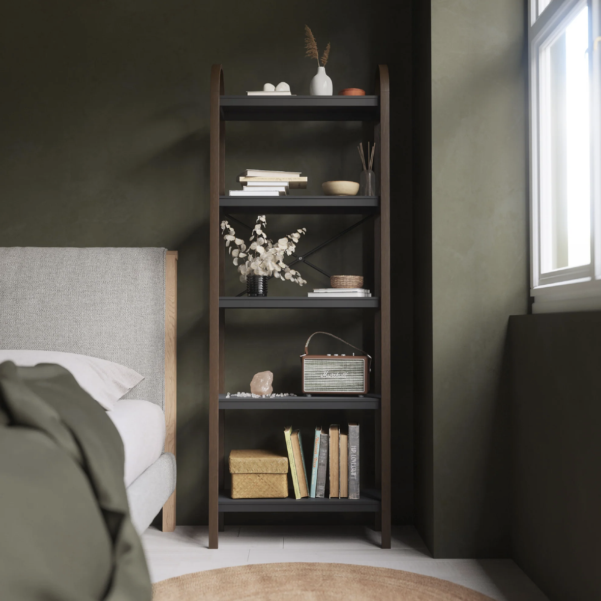 Bellwood Freestanding Shelf 5 Tier - Black & Walnut