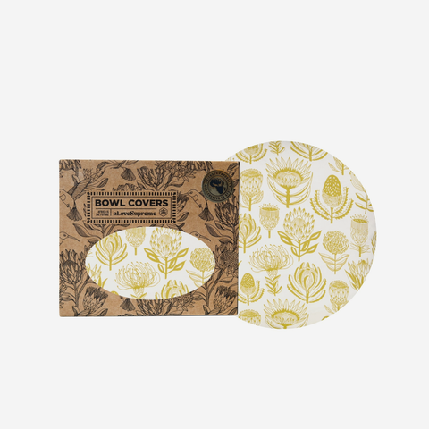 Bowl Covers Gift Set - Floral Kingdom Ochre On White