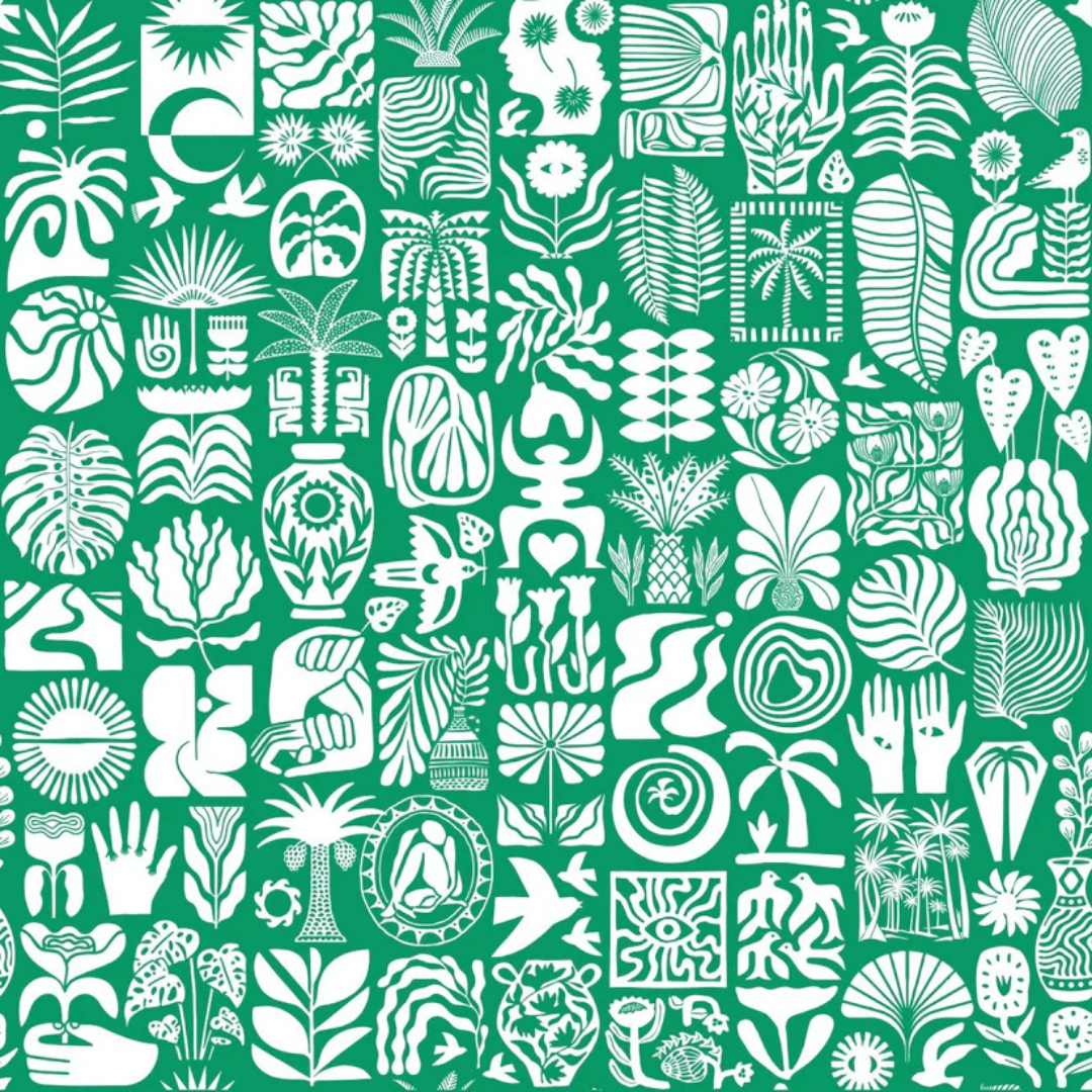 Bowl Covers Gift Set - African Roots (White on Green)