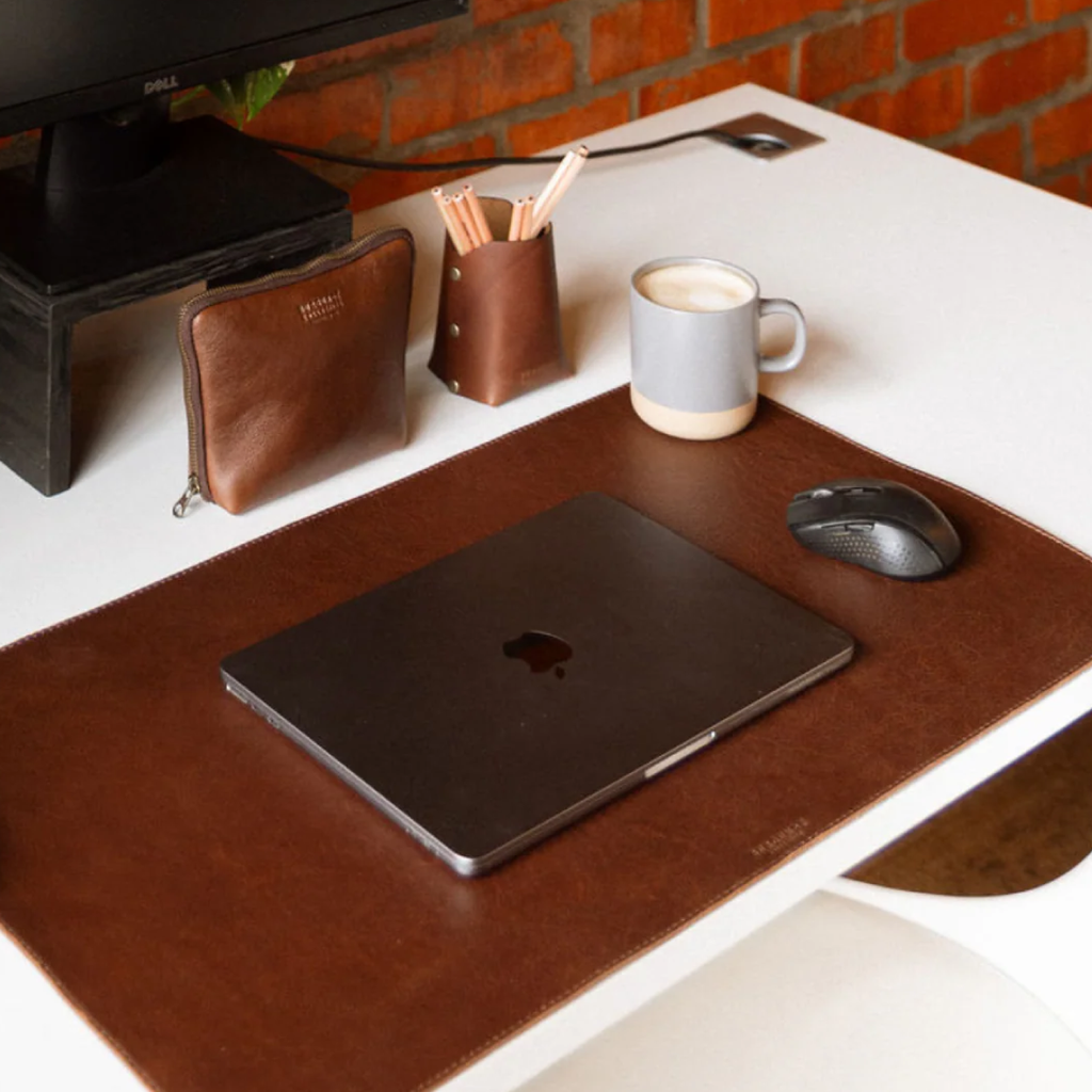 Large Leather Desk Mat - Saddle