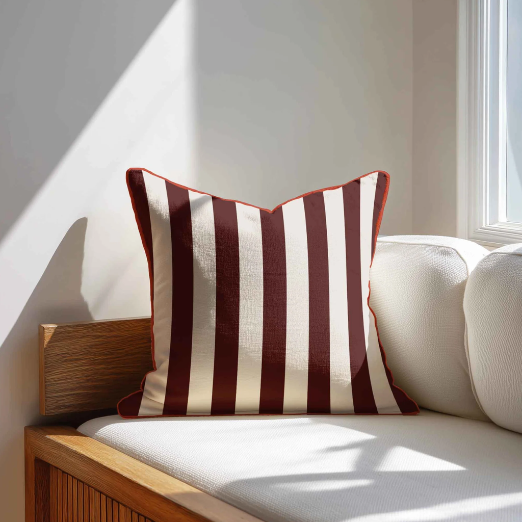 Cushion Cover - Maroon & Cream Stripe