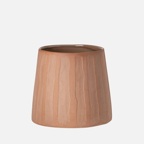 Carved Cone Planter - Wine Clay