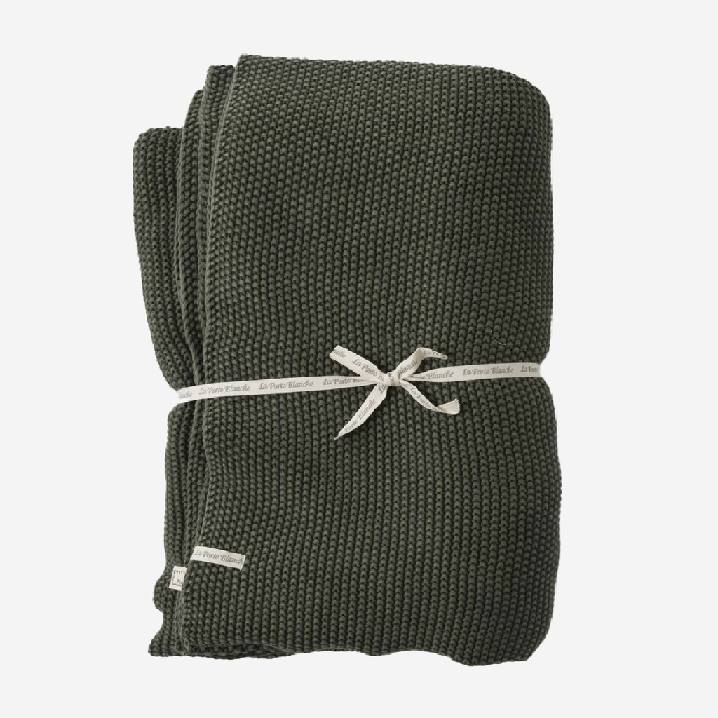 Cotton Knit Throw -  Hunter Green