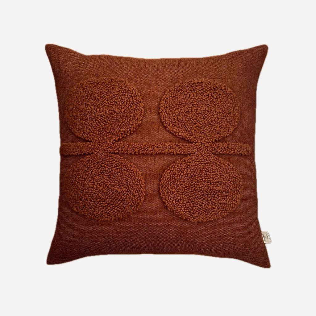 Punch Needle Scatter Cushion - Curvature Pattern 1 Rust