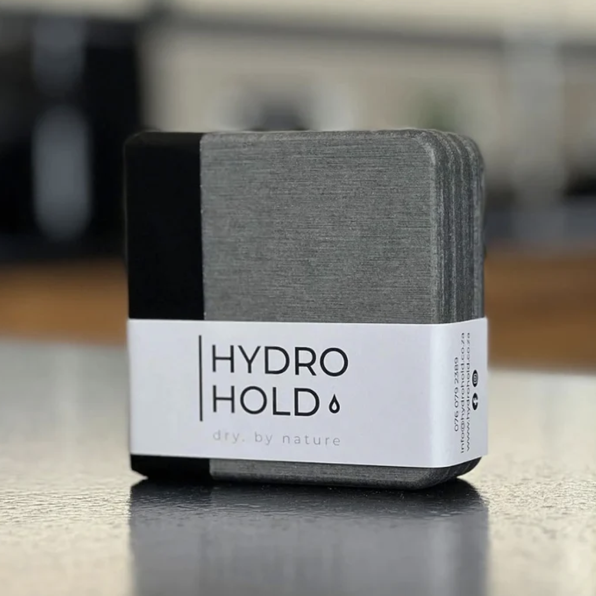 Diatomite Square Coasters Set Of 4 - Dark Grey