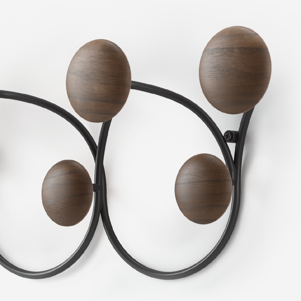 Dotsy 7 Hook - Black & Walnut