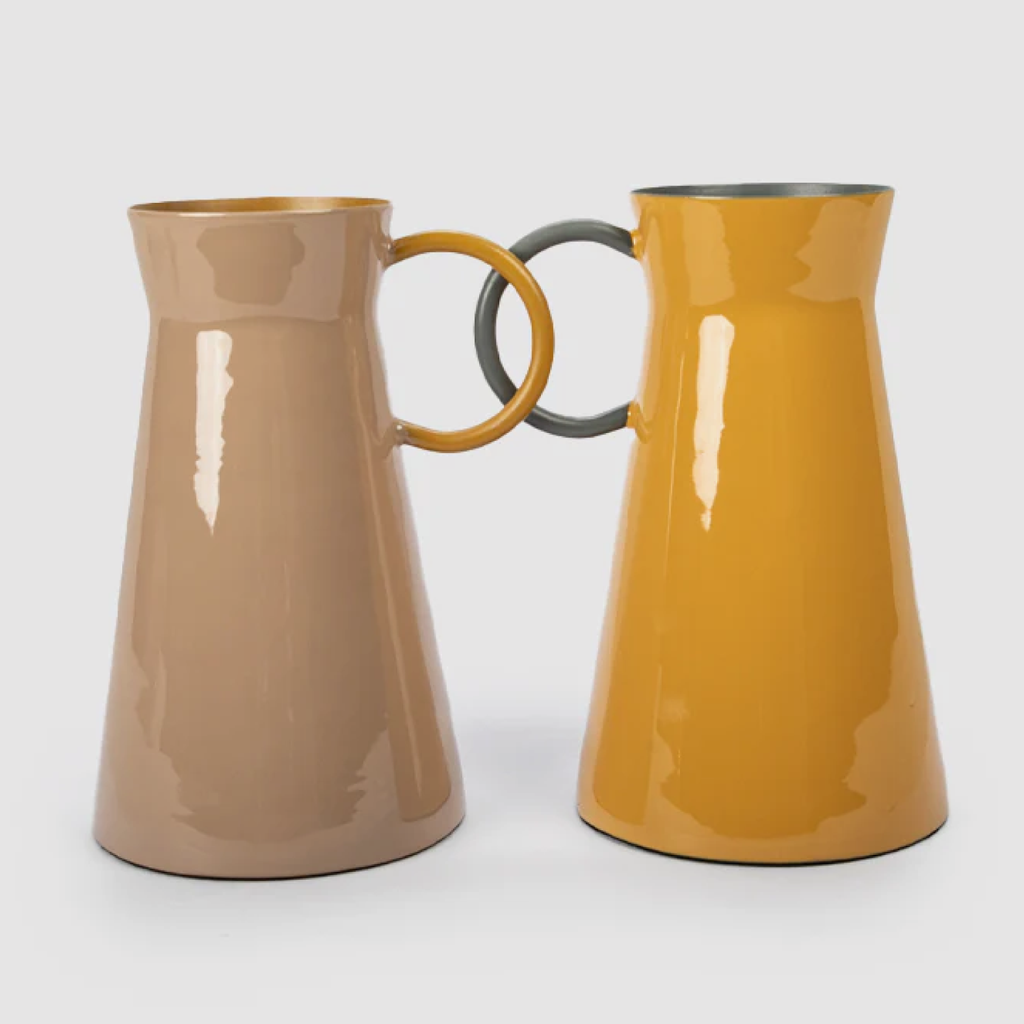 Country Vase - Taupe & Yellow