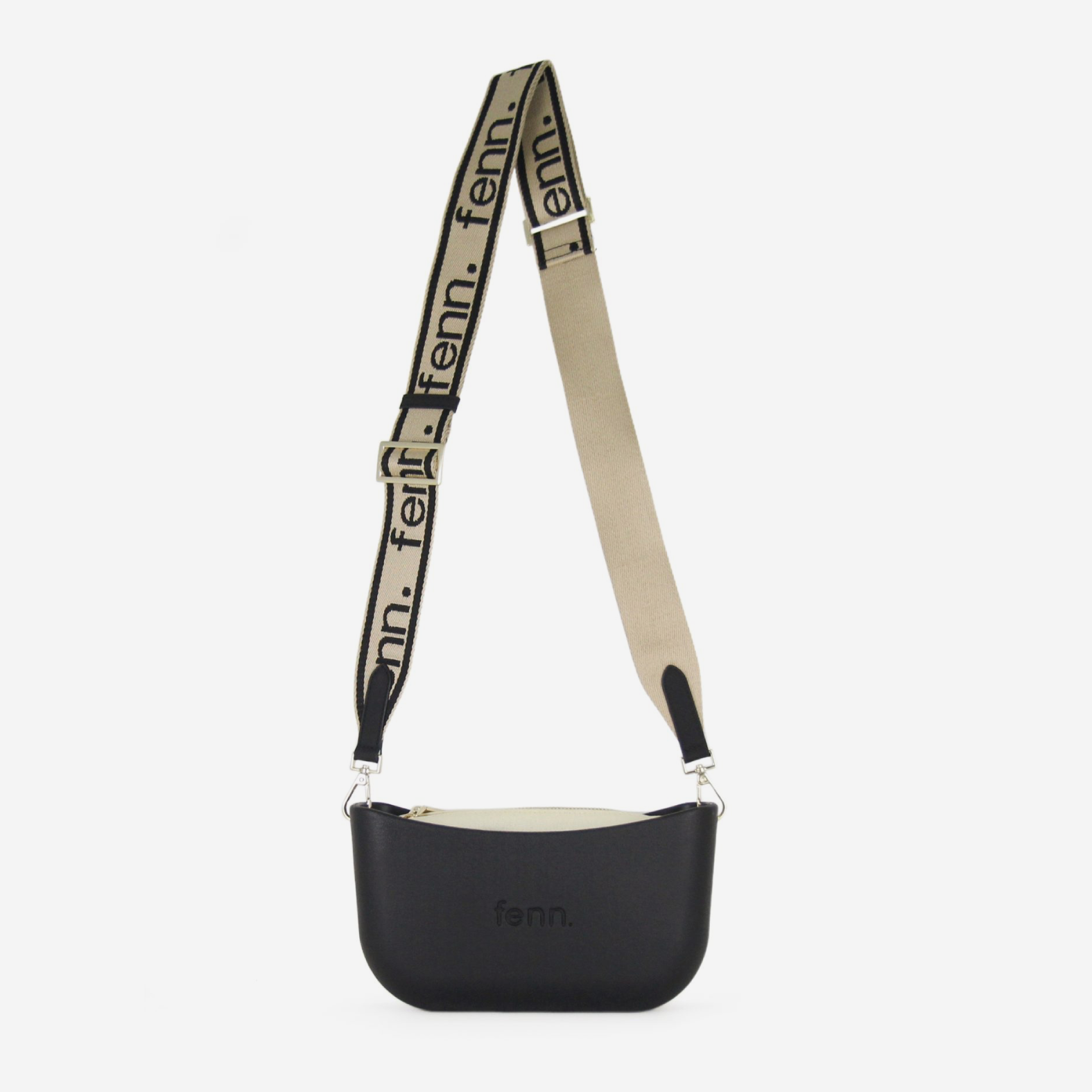 Classic Handbag - Black - Black On Beige Strap