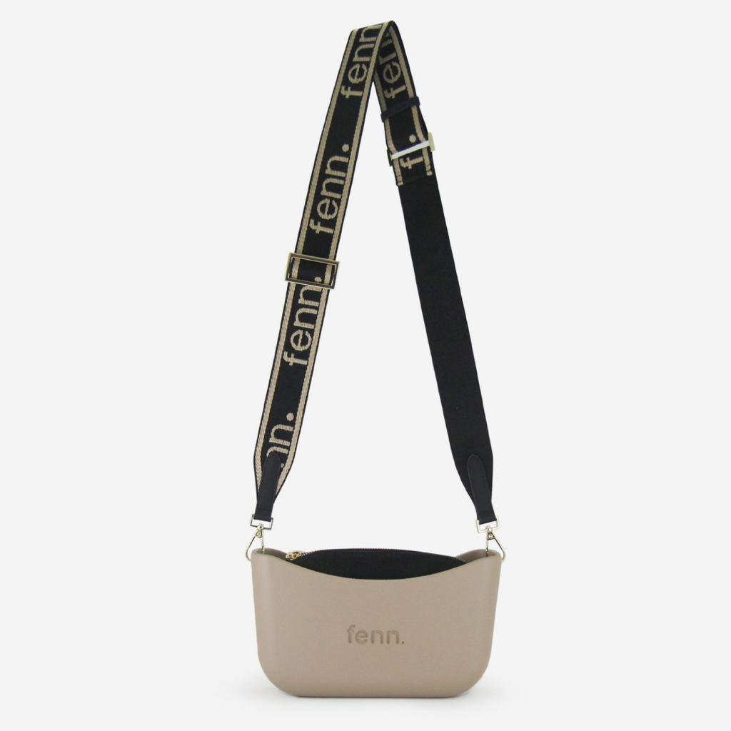 Classic Handbag - Stone - Black Inner - Beige On Black Strap