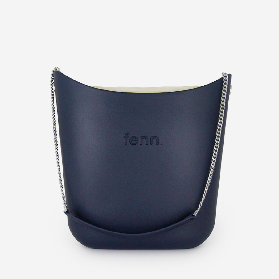 Elegant Handbag - Navy - Beige Inner - Silver Chain