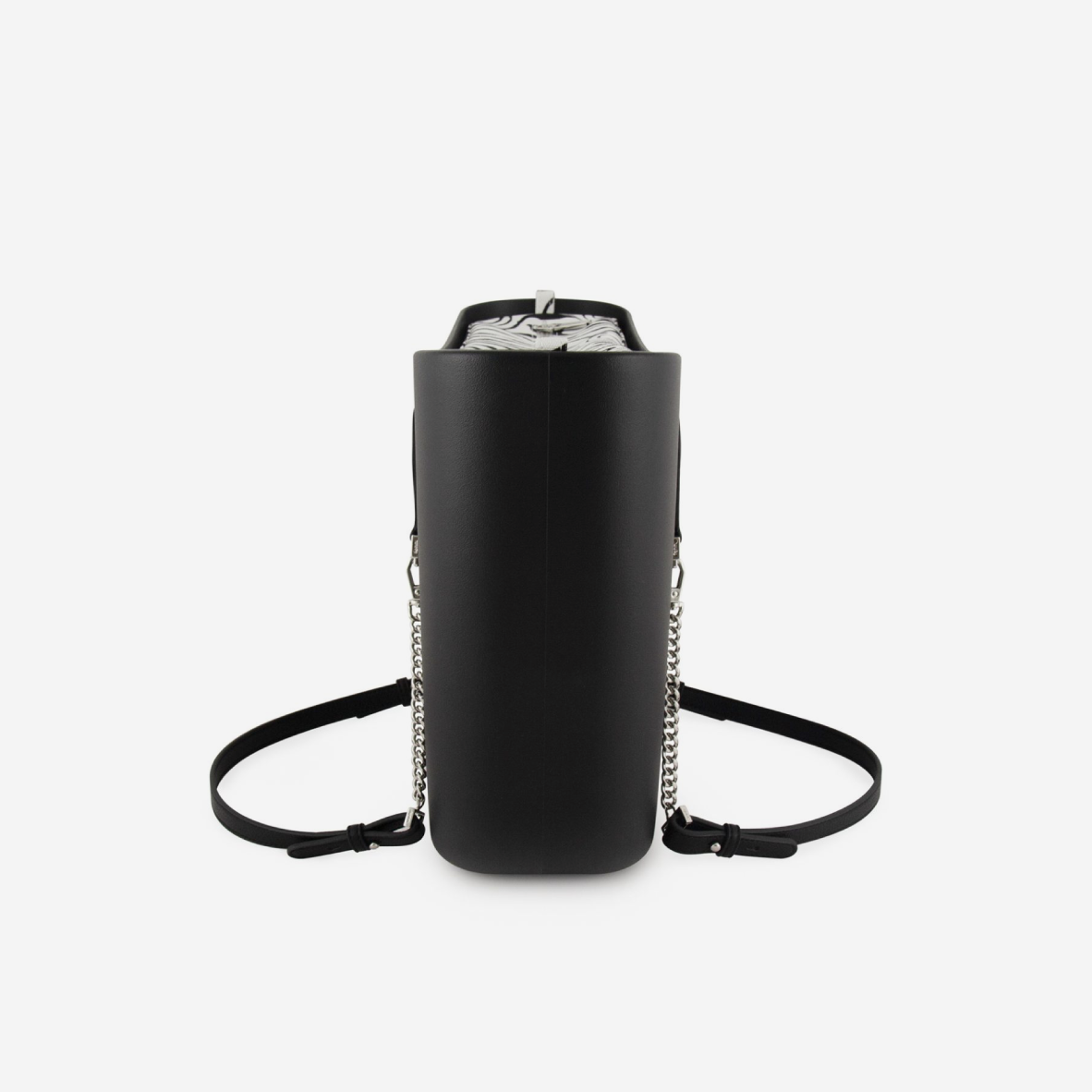 Original Handbag - Black - Squiggles Inner - Black Handles - Silver Chain