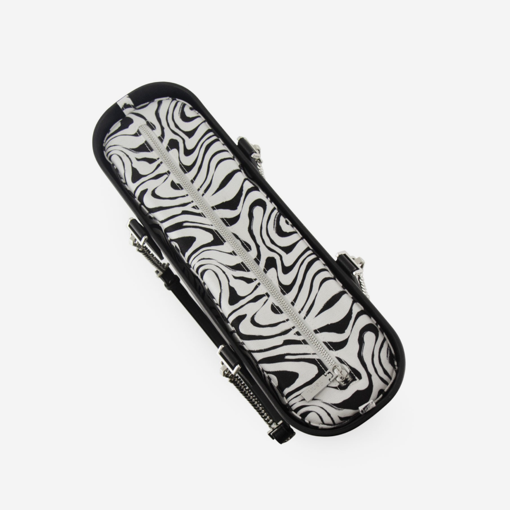 Original Handbag - Black - Squiggles Inner - Black Handles - Silver Chain