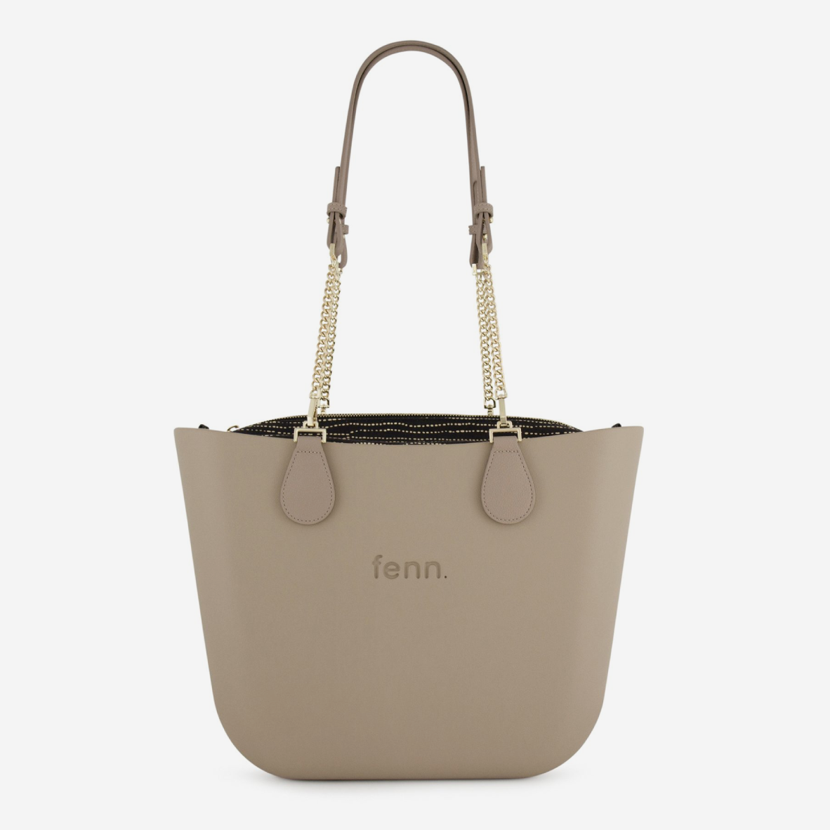 Original Handbag - Stone - Dotted Lines Inner - Light Stone Handle - Gold Chain